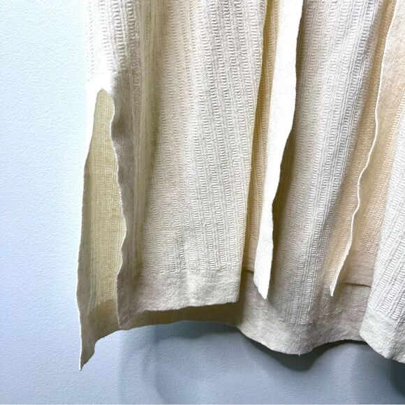 Eileen Fisher Soft White Organic Linen Textured Stretch Long Cardigan L Relaxed - Picture 7 of 9